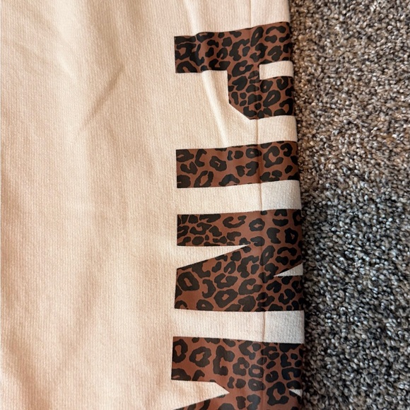 PINK Victoria Secret 2 piece hoodie and jogger sweatpants Set - Cream & leopard - Picture 4 of 6